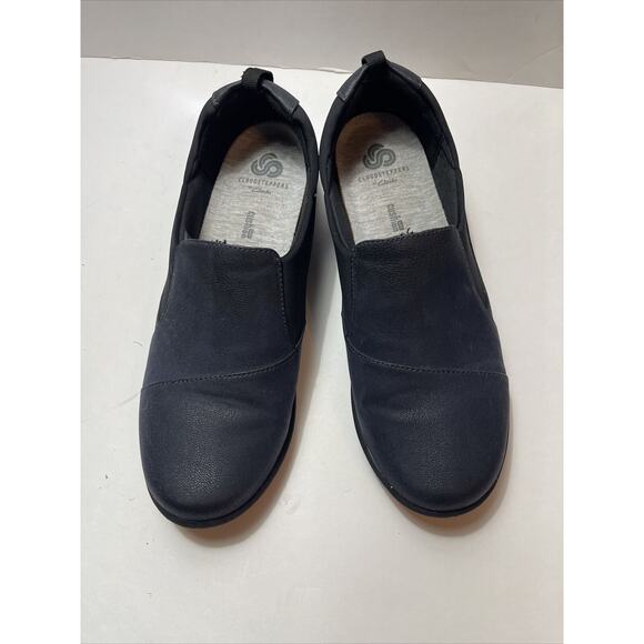 CLARKS Cloudsteppers Women’s Size 9 Black Slip On Shoes - Picture 2 of 5